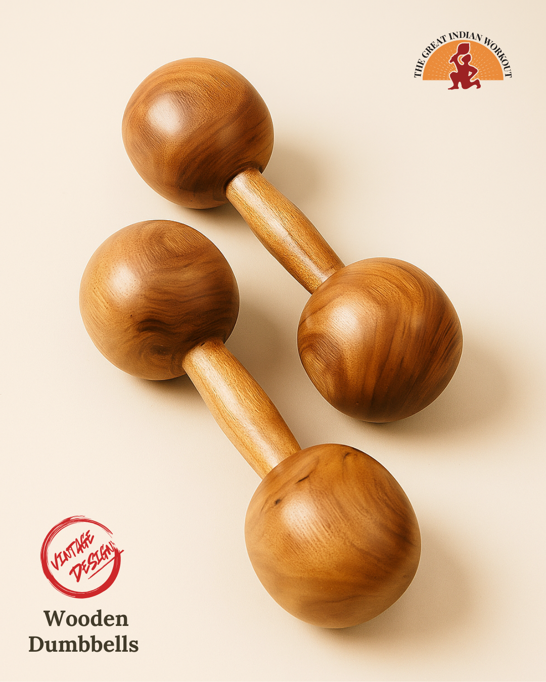 Solid Wood Dumbbells Pair of 2