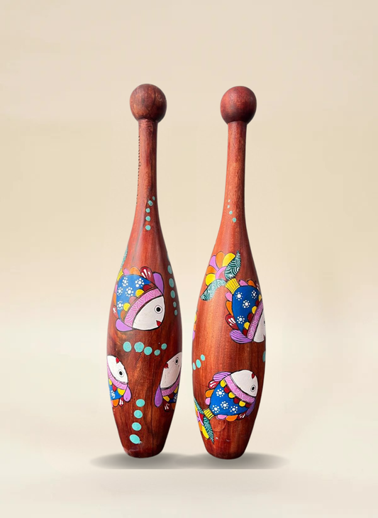 Hand Painted Indian Clubs Pair : 1kg each