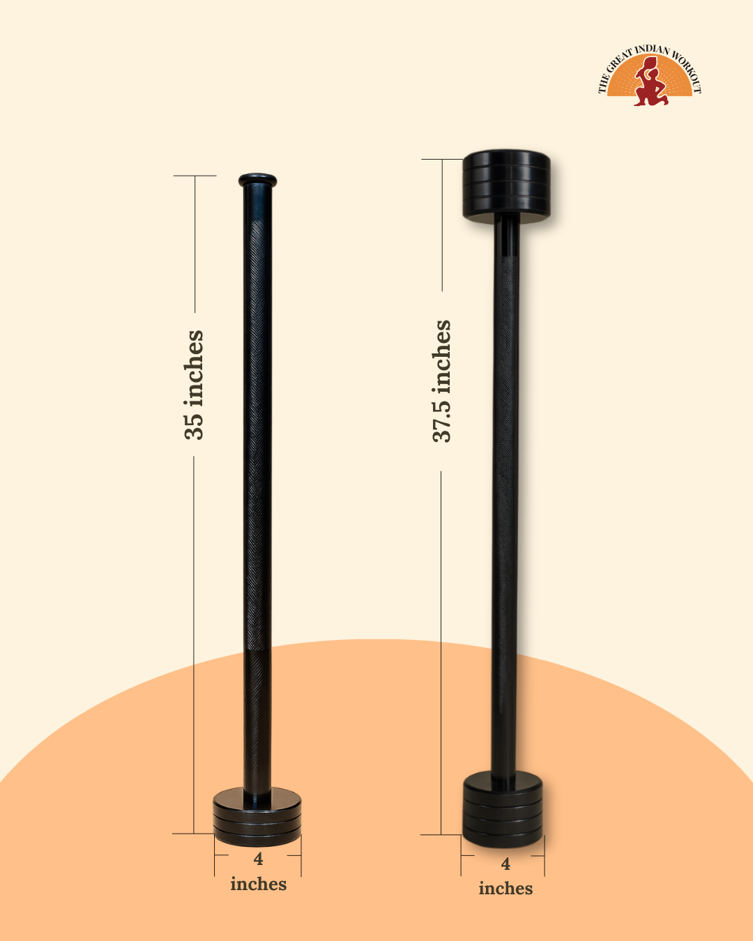 Steel Mace x Barbell (Extendable Steel Mace 5kg with attachable weights of 5kg + 5kg)