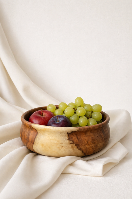 Large Handcrafted Wooden bowl : Wooden Shessham bowl : Rustic Kitchen and Dining Decor