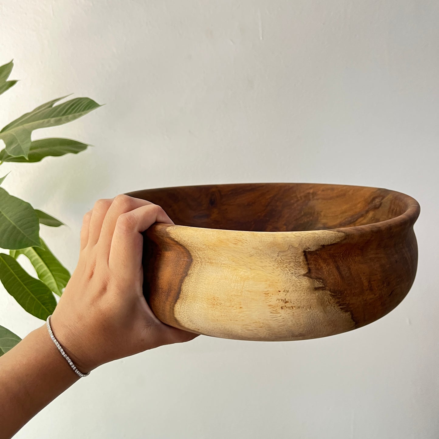 Large Handcrafted Wooden bowl : Wooden Shessham bowl : Rustic Kitchen and Dining Decor