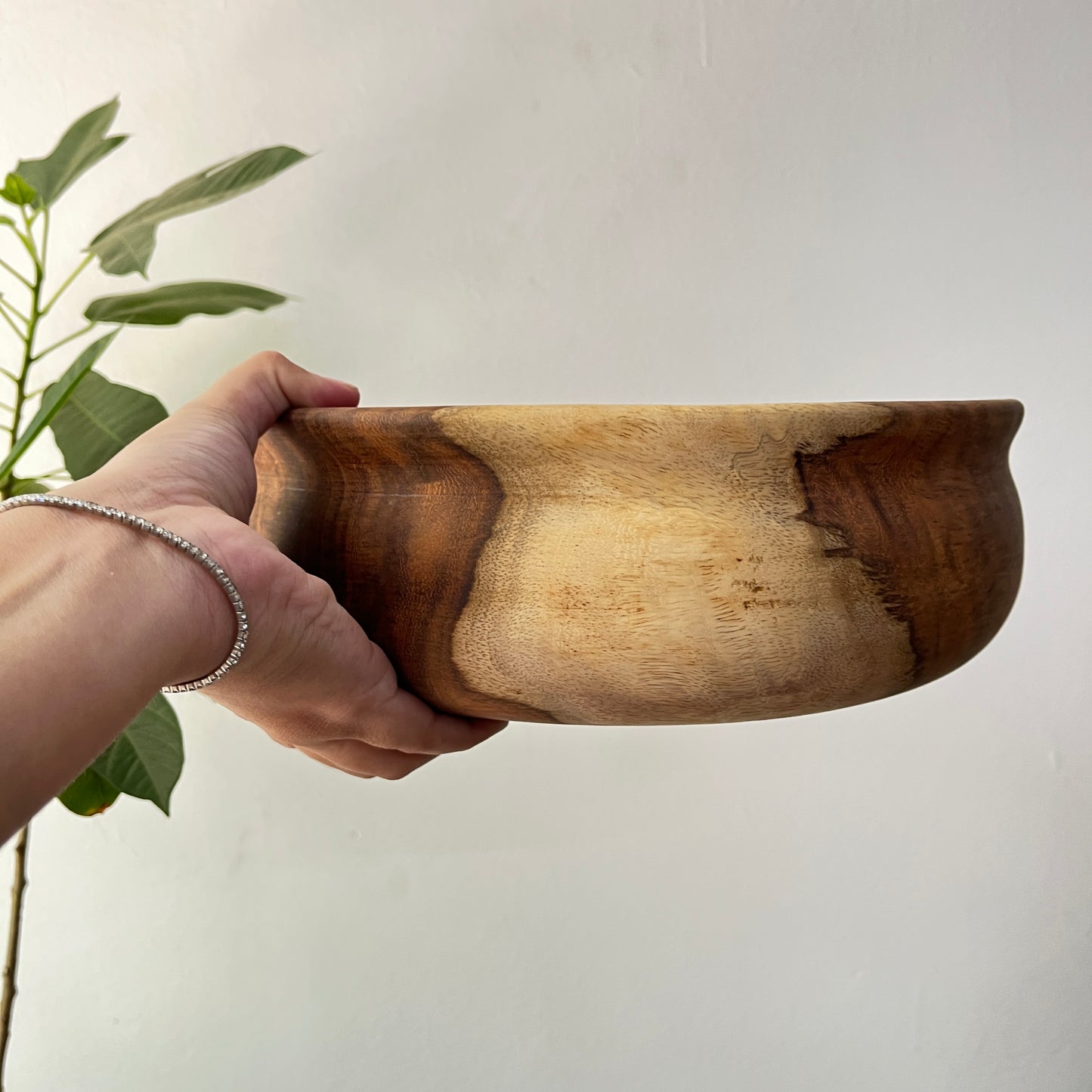 Large Handcrafted Wooden bowl : Wooden Shessham bowl : Rustic Kitchen and Dining Decor