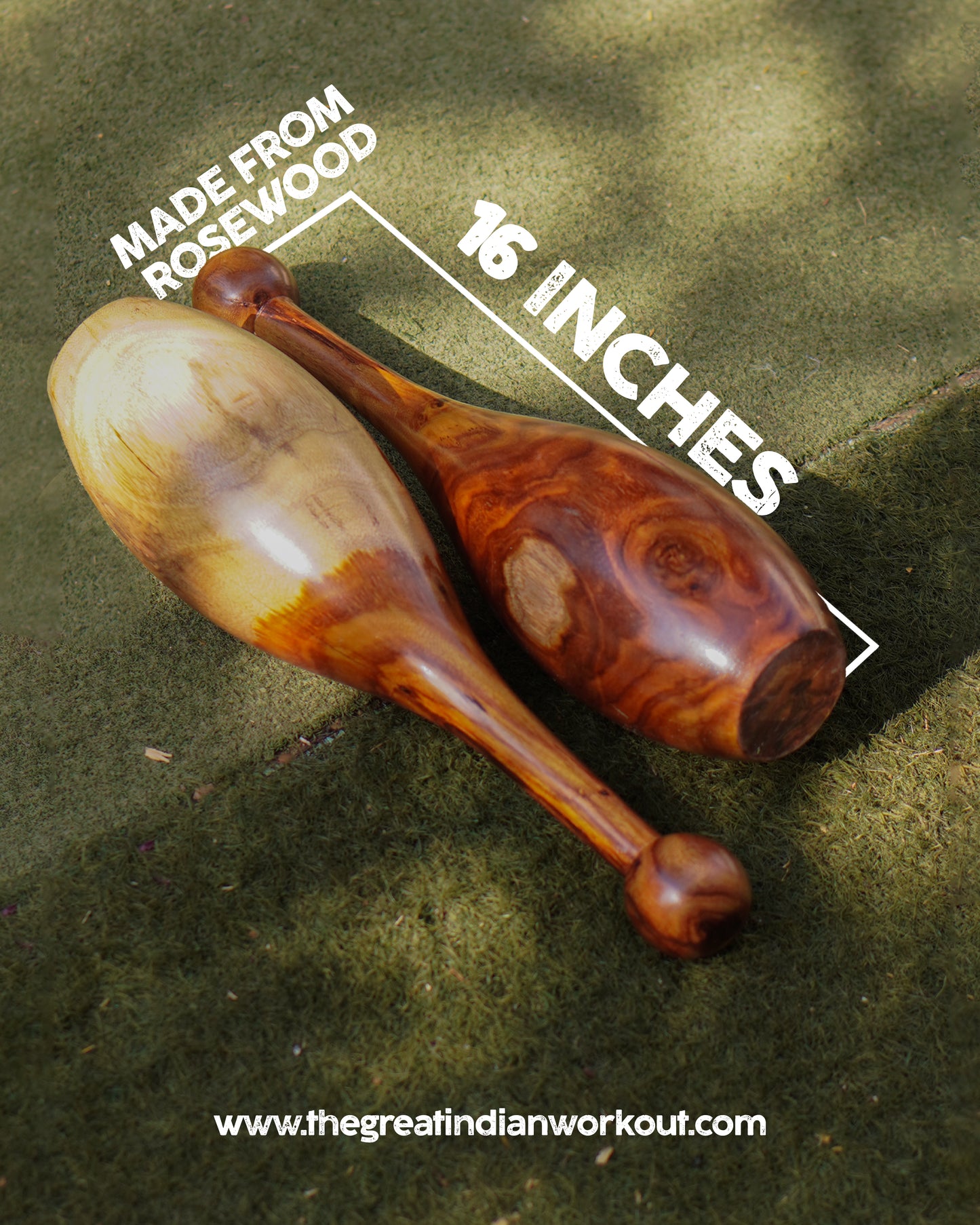 1.5kg each x Indian clubs pair in Rosewood (Sheesham)