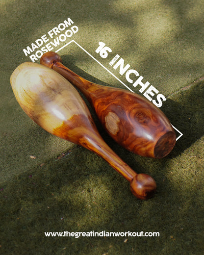 1.5kg each x Indian clubs pair in Rosewood (Sheesham)